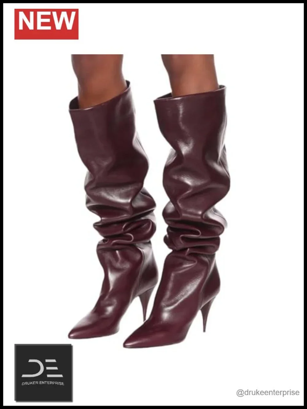 Wide Calf Pleated Knee High Suede Boots for Women